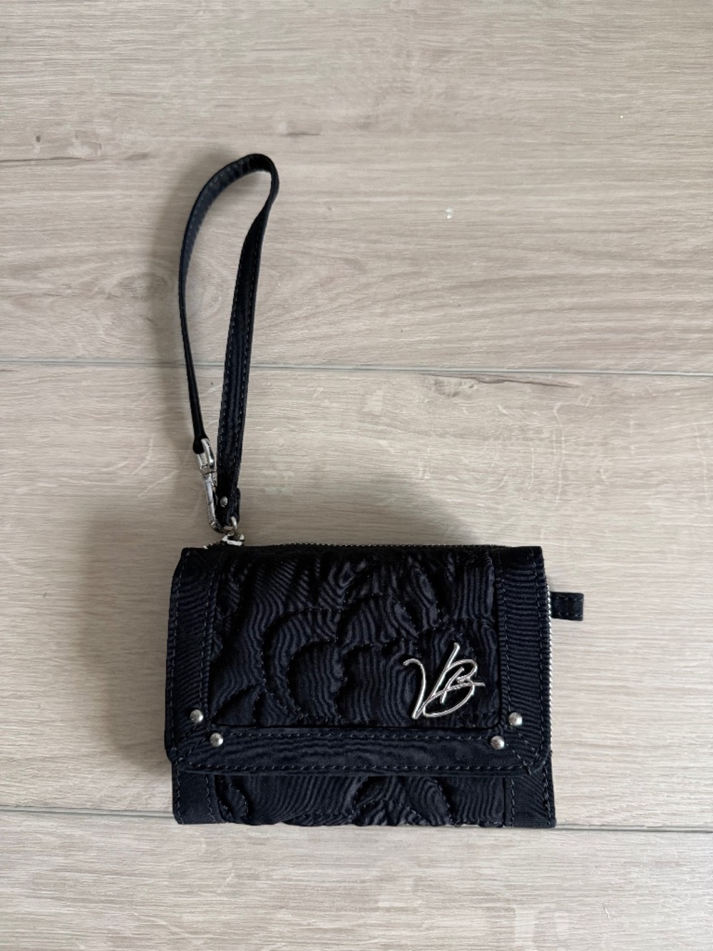 Very Bradley Black Quilted Trifold Wallet Wristlet (Retired design)